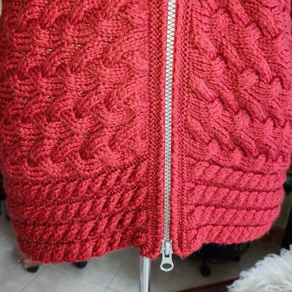 25072 Connemara Knitwear 100% Merino Wool Cardigan Irish Sweater Red Sz M - Picture 5 of 13
